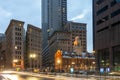 Old State House and the skyscrapers of the Financial District at night in Boston, Massachusetts, USA Royalty Free Stock Photo