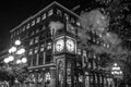 Old Steam Clock in Vancouver`s historic Gastown district at night Royalty Free Stock Photo