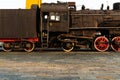 Old steam engine train and parts close-up Royalty Free Stock Photo