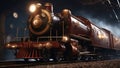 old steam locomotive A Detailed realistic Sinister and Colorful Magical
