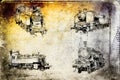 Old steam locomotive engine retro vintage funny arwork