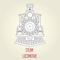 Old steam locomotive front view - vintage train Royalty Free Stock Photo