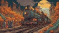 old steam locomotive halloween ghouls and monsters evil, An evil magic Halloween ghouls and monsters Royalty Free Stock Photo