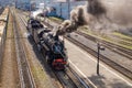 Old steam locomotive at Kultuk station for tourist trip along non-electrified part of Circum-Baikal Railway