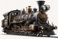 Old steam locomotive made of iron and steel. Generative AI Royalty Free Stock Photo