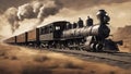 old steam locomotive old western train in desert Royalty Free Stock Photo