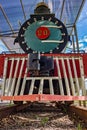 Old steam locomotive seen from the front Royalty Free Stock Photo