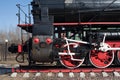 Old steam locomotive, steam transport, retro steam locomotive. The technique to which humanity owes its progress Royalty Free Stock Photo