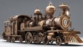 old steam locomotive A steampunk train that creates the music and the art on a colorful and musical railway.