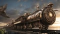 old steam locomotive _A steampunk train that escapes the doom of the world on a floating and submersible railway.