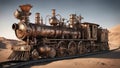 old steam locomotive A steampunk train that survives the end of the world on a rusty and intricate railway.