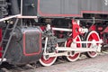 Old steam locomotive steel wheels