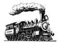 Old Steam locomotive vintage ,hand drawn sketch in doodle style Vector illustration Royalty Free Stock Photo