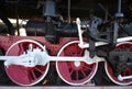 Old steam locomotive wheel and rods