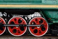 Old steam locomotive wheels close up Royalty Free Stock Photo