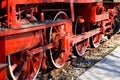 Old steam locomotive wheels close up Royalty Free Stock Photo