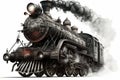 Old steam locomotive on a white background. Generative AI Royalty Free Stock Photo