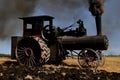 An old coal burning steam powered tractor