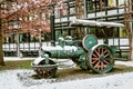 Old steam roller as a museum piece in Freiburg Germany Royalty Free Stock Photo
