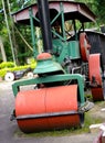 Old steam roller machines for laying of asphalt Royalty Free Stock Photo