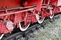 Old steam train driving wheel mechanism Royalty Free Stock Photo