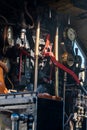 Old steam train engine gauges and levers Royalty Free Stock Photo