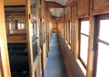 Old steam train interior corridoor