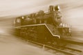 Old Steam Train running with motion blur effect Royalty Free Stock Photo