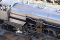 Old steam train wheel mechanism on a railway Royalty Free Stock Photo