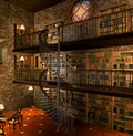 Old steampunk library with soft lights