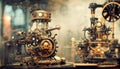 Old steampunk mechanism.Mechanical gears