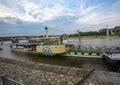 Old steamship on the river Elbe in Germany