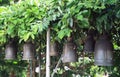 Old steel bells at the Golden Mount at Wat Saket in Bangkok, Thailand Royalty Free Stock Photo