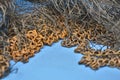 Old steel chains of black mesh Royalty Free Stock Photo