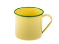 Old steel cup yellow isolated Royalty Free Stock Photo