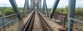 Old steel railway bridge Royalty Free Stock Photo