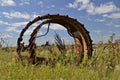 Old steel wheels of huge machinery Royalty Free Stock Photo