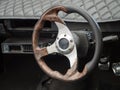 Old Steering Wheel and Dashboard Royalty Free Stock Photo