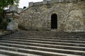 Old steps and fragment of stone wall of Great Mithridates Staircase in Kerch Royalty Free Stock Photo