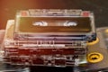 Old stereo cassette tapes with music records Royalty Free Stock Photo