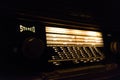 Old stereo radio with a glowing fond