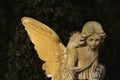 Old stone angel on a light background religion, Christianity, faith concept