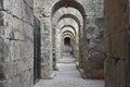 Old stone arch, domed corridors and doors in archaeological site