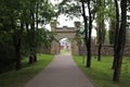 Old stone arch at the entrance to the territory of Sigulda Castle. Latvia, July 2019