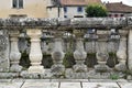 Old stone balustrade just renovated, we can note the color difference due to the age of the repair.