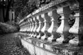 Old stone balustrade in the park