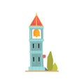 Old stone bell tower, ancient architecture building vector Illustration Royalty Free Stock Photo