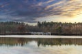 Old stone bridge across the pond Vitek near Trebon, South Bohemian Region. Czech Republic Royalty Free Stock Photo