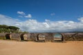 Old stone bridge on the beach in Santander, Spain Royalty Free Stock Photo