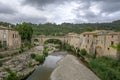 Old stone bridge in Lagrasse in Languedoc, France Royalty Free Stock Photo